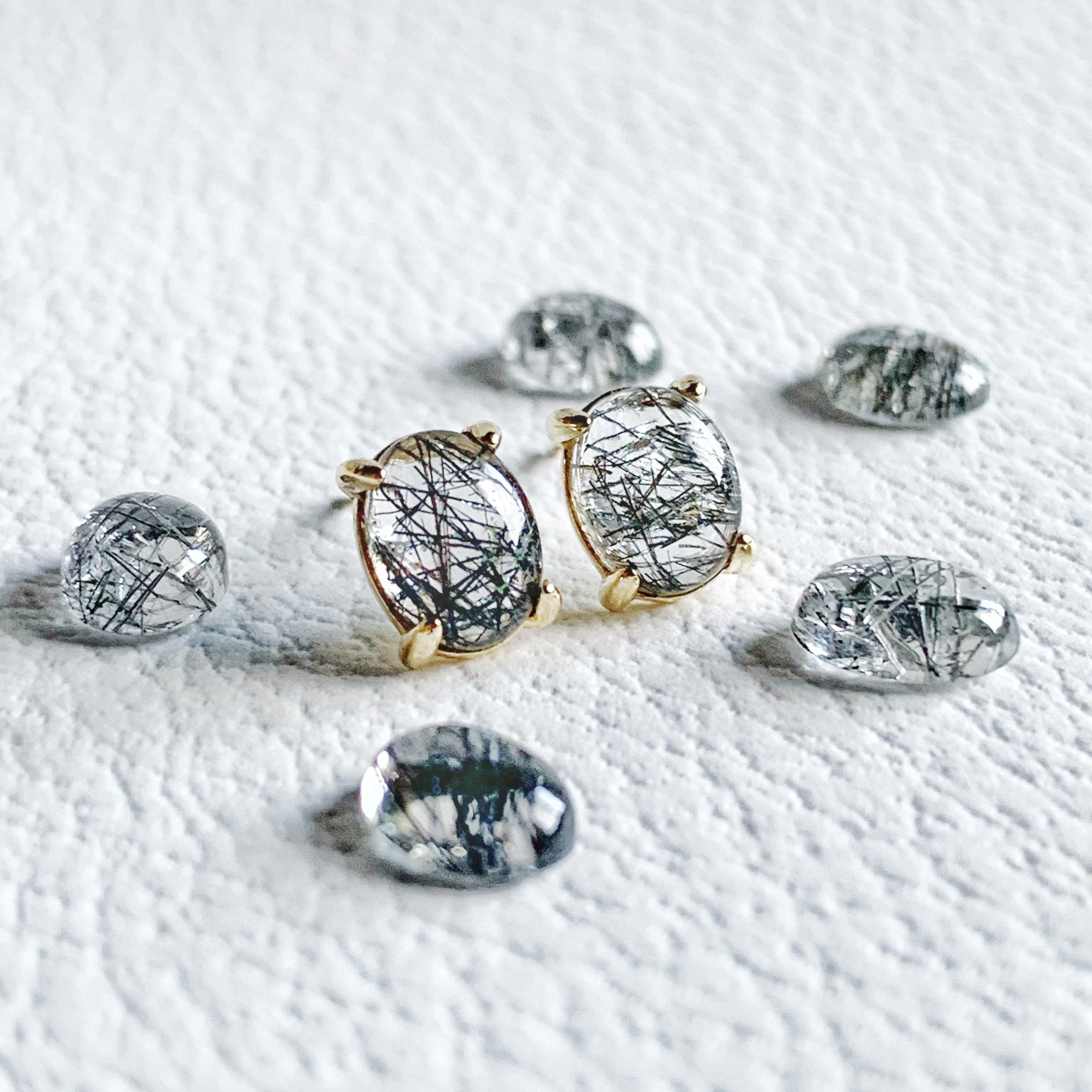 JORIE】ブラックルチルクォーツ （イヤリング／ピアス対応）silver925