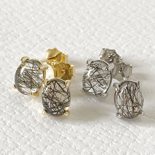 JORIE】ブラックルチルクォーツ （イヤリング／ピアス対応）silver925