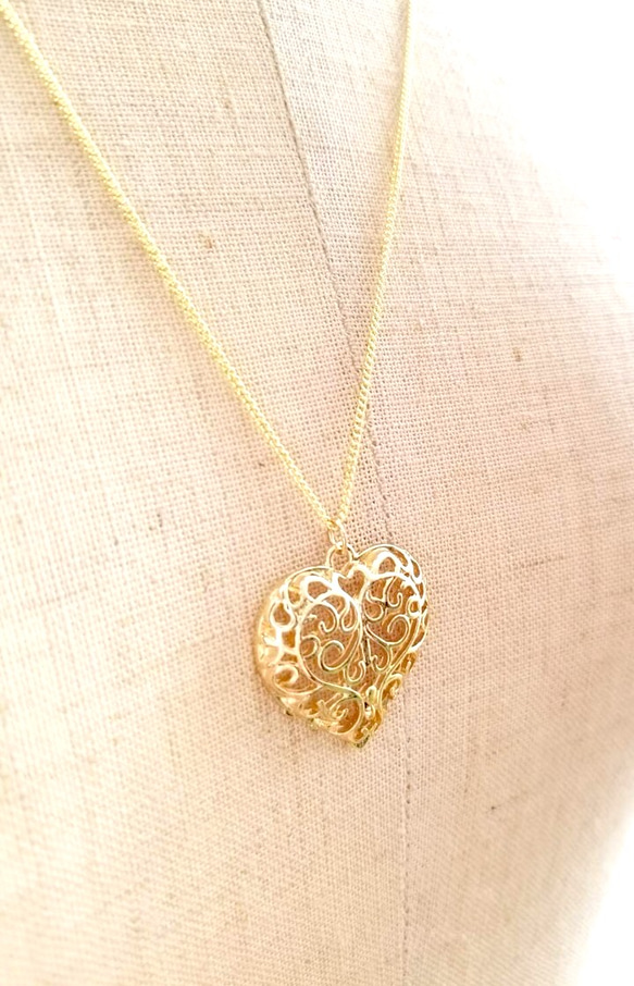 14kgf Heart lace necklace 2枚目の画像