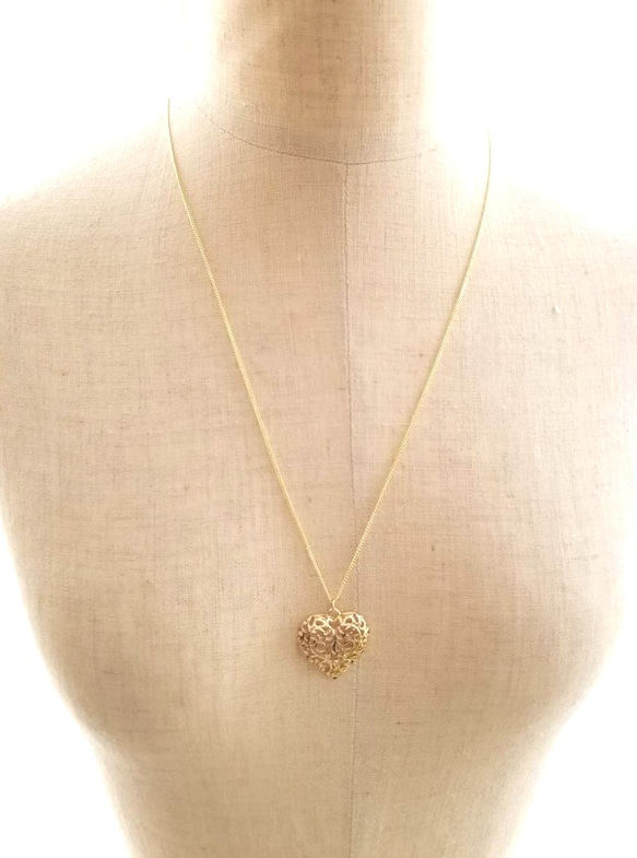 14kgf Heart lace necklace 4枚目の画像