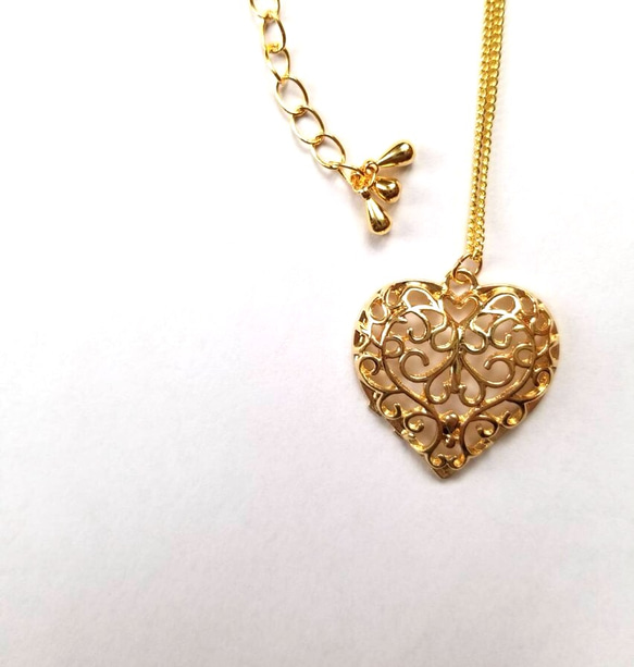 14kgf Heart lace necklace 5枚目の画像