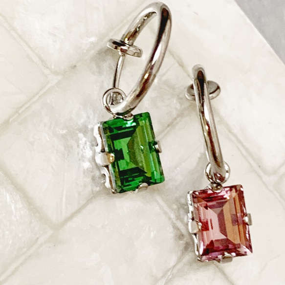 Swarovski square Crystal earring 6枚目の画像