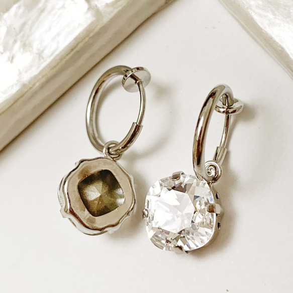 大きめSwarovski square earring 5枚目の画像