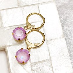 Swarovski circle lavender ピアス 2枚目の画像