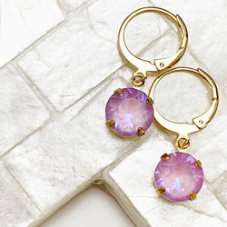 Swarovski circle lavender ピアス 3枚目の画像