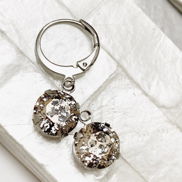 Swarovski circle diamond ピアス 5枚目の画像