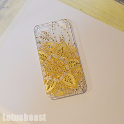 [iPhone5/ハードケース]ゴールドフラワーモチーフのヘナアートスマホケース★メヘンディ★ヘナタトゥー★1点物 3枚目の画像