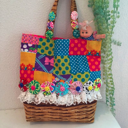 SALE】カラフル☆パッチワーク＆ヨーヨーキルトのバッグ トート