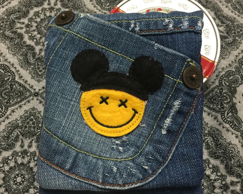 ニコちゃんマーク☆デニムリメイク☆移動ポケット その他入園グッズ