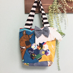 古着リメイク☆フリルとパッチワークのトートバック トートバッグ