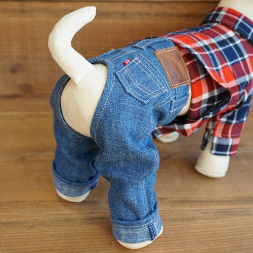 犬服　アメリカンデニム　オーダー見本 犬服 インディゴ☆アメカジの王様 デニムパンツ☆ドッグウェア
