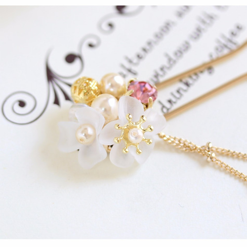 受注生産」ドイツ製フラワー＆ライトピンクデザインかんざし