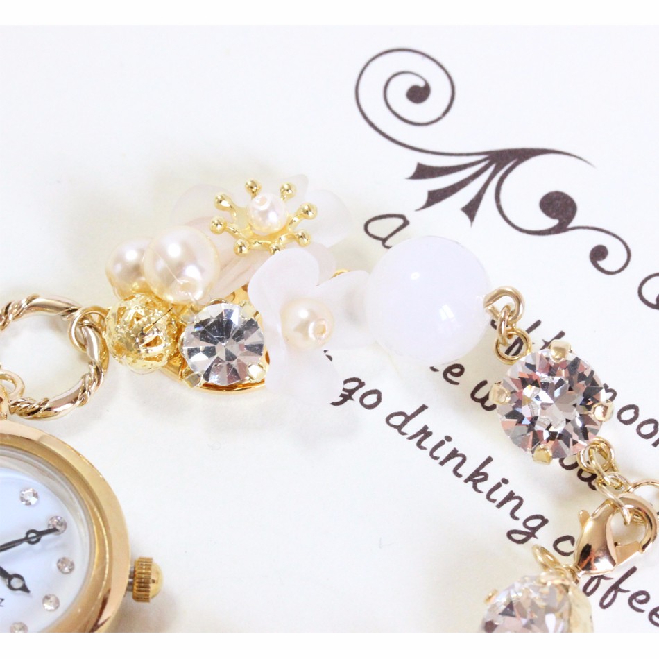 「受注生産」ドイツ製フラワー＆ホワイトオパールブレスレットウォッチ