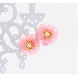 Mat pink flowerピアスorイヤリング 1枚目の画像