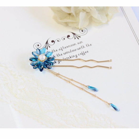 mimi かんざし ブルーフラワーデザインかんざし かんざし mimi-yuki 通販 4083895