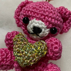 Cute Little Pink Teddy Bear キーホルダー w ハート 5枚目の画像