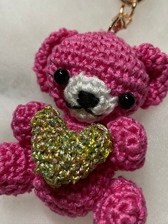 Cute Little Pink Teddy Bear キーホルダー w ハート 5枚目の画像
