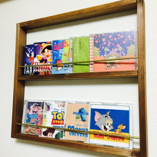 DVD♡CD♡2段ウォールシェルフ♡画びょうで設置可能♡ 壁掛けラック