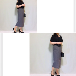 「新品」❁ 內襯（100%銅氨）條紋羊毛混紡縮褶緊身裙【訂做】【尺寸XS至4L】 第9張的照片