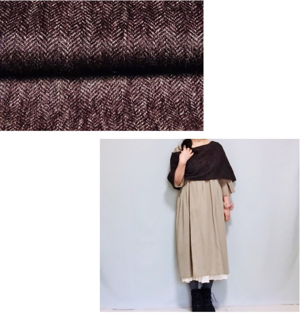 100% 羊毛混針織 Aya 長款蓬鬆春季披風 [定制] [可用尺碼] 第2張的照片