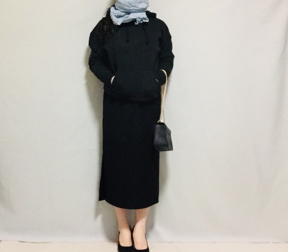 春夏“套裝”羊毛混紡緊身裙和網眼褶皺半身裙，單開衩襯裡 [定做] [尺碼可選] 第5張的照片