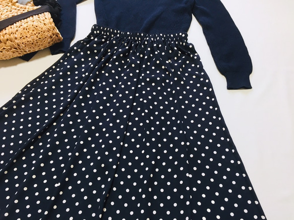 『限定福袋』リネン100トップス➕紺色水玉スカート➕裏地スカート合計3点とてもお得なセット(2セット限定(L、XL 10枚目の画像
