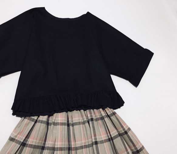 『限定福袋』リネン100トップス➕紺色水玉スカート➕裏地スカート合計3点とてもお得なセット(2セット限定(L、XL 8枚目の画像