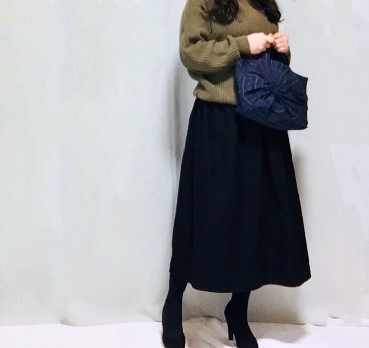 微起毛ウール混紡ロングギャザースカート【サイズ、色有り】【受注製作】