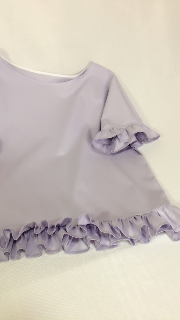 ♪天然材料棉 ♪薄紫色縮褶飾面襯衫 [尺寸可選] [定做] 第6張的照片