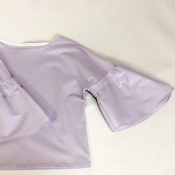 棉質淺紫色寬鬆袖上衣 第9張的照片