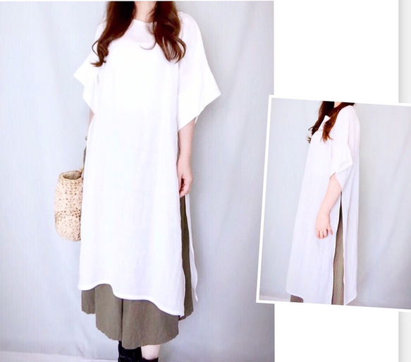再次上架 ♪ 新商品 ♪ ♪ 100%亞麻自然風格 ★ 兩面開口連身連身裙 ♪ 顏色可選 [客製] 第10張的照片