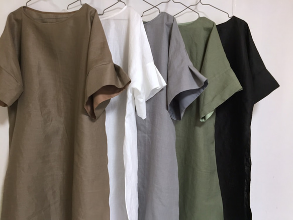 再次上架 ♪ 新商品 ♪ ♪ 100%亞麻自然風格 ★ 兩面開口連身連身裙 ♪ 顏色可選 [客製] 第2張的照片