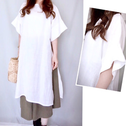 再次上架 ♪ 新商品 ♪ ♪ 100%亞麻自然風格 ★ 兩面開口連身連身裙 ♪ 顏色可選 [客製] 第3張的照片