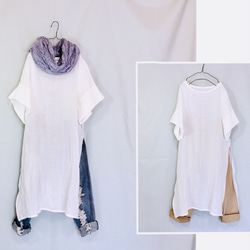 再次上架 ♪ 新商品 ♪ ♪ 100%亞麻自然風格 ★ 兩面開口連身連身裙 ♪ 顏色可選 [客製] 第4張的照片