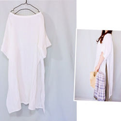 再次上架 ♪ 新商品 ♪ ♪ 100%亞麻自然風格 ★ 兩面開口連身連身裙 ♪ 顏色可選 [客製] 第5張的照片