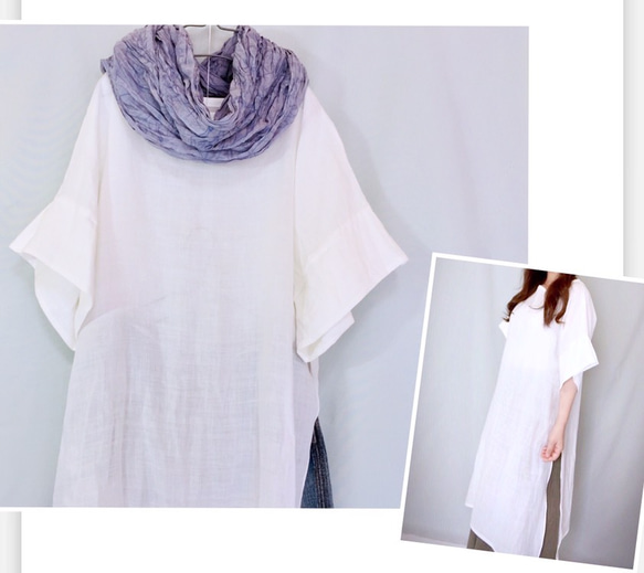 再次上架 ♪ 新商品 ♪ ♪ 100%亞麻自然風格 ★ 兩面開口連身連身裙 ♪ 顏色可選 [客製] 第6張的照片