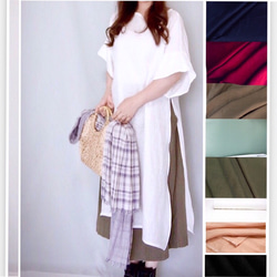 再次上架 ♪ 新商品 ♪ ♪ 100%亞麻自然風格 ★ 兩面開口連身連身裙 ♪ 顏色可選 [客製] 第7張的照片