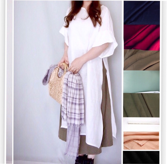 再次上架 ♪ 新商品 ♪ ♪ 100%亞麻自然風格 ★ 兩面開口連身連身裙 ♪ 顏色可選 [客製] 第7張的照片