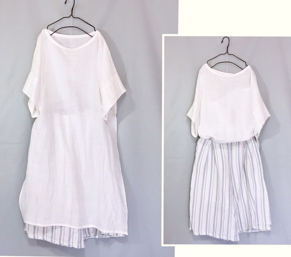 再次上架 ♪ 新商品 ♪ ♪ 100%亞麻自然風格 ★ 兩面開口連身連身裙 ♪ 顏色可選 [客製] 第9張的照片