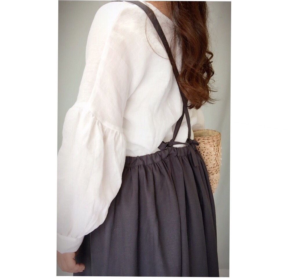 再販♪100％リネンVネック長袖ブラウス♪【受注製作】色サイズ有り