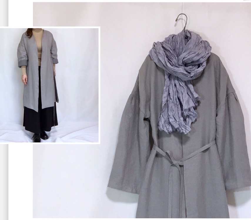 裏地付きリネンコート【色有り】【受注製作】コート