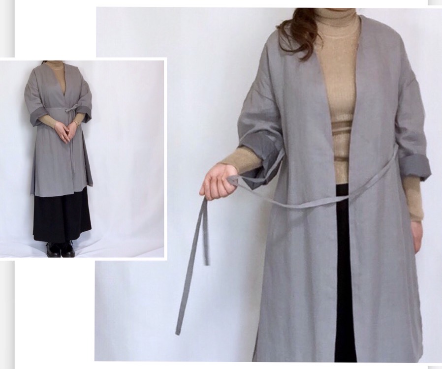 裏地付きリネンコート【色有り】【受注製作】