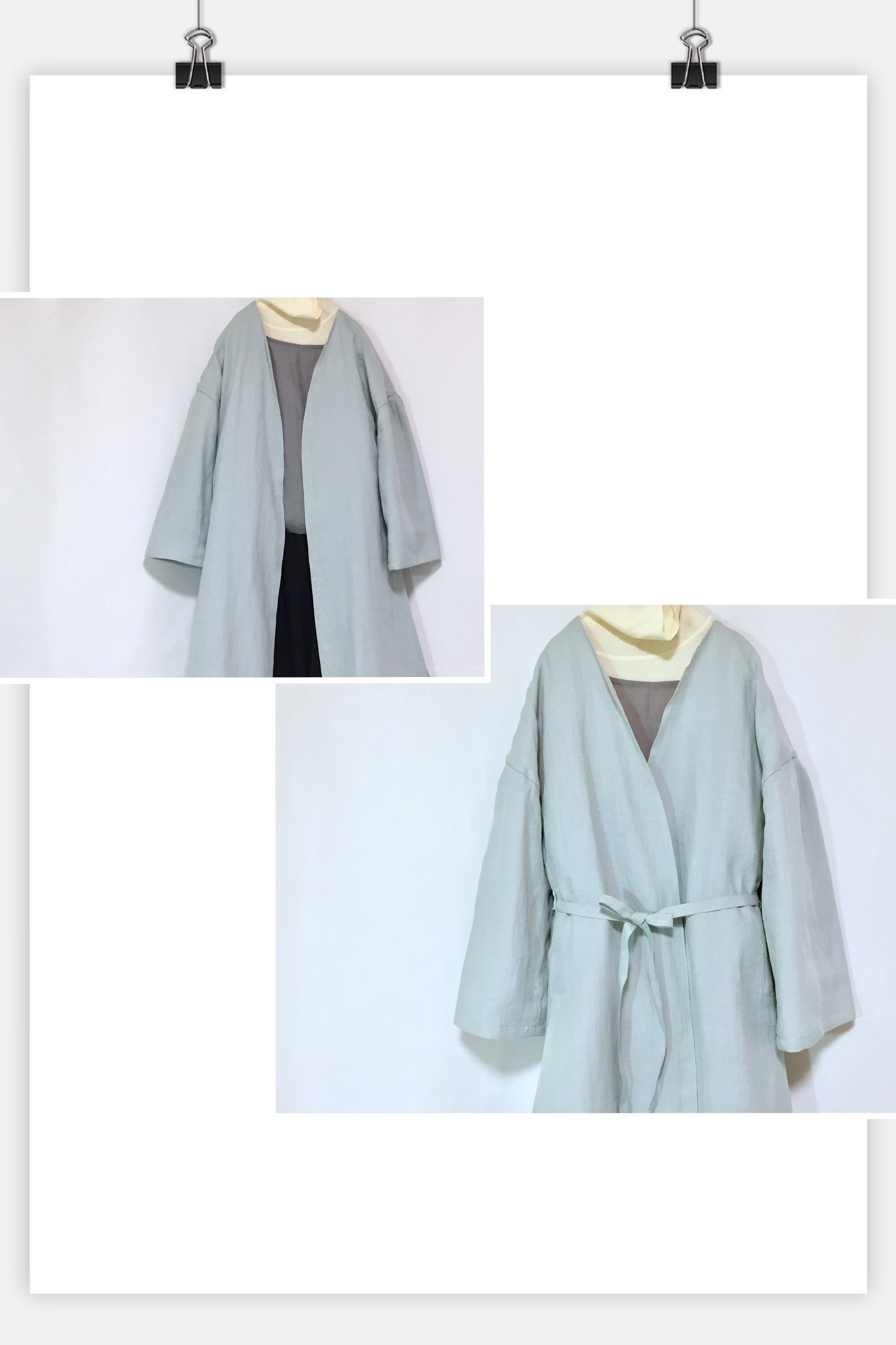 裏地付きリネンコート【色有り】【受注製作】