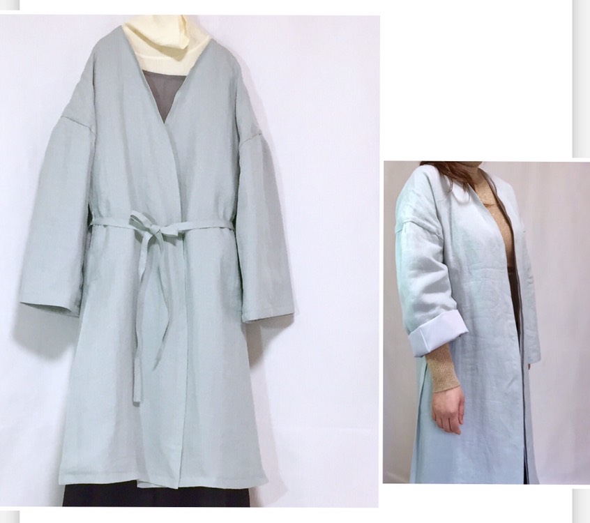 裏地付きリネンコート【色有り】【受注製作】