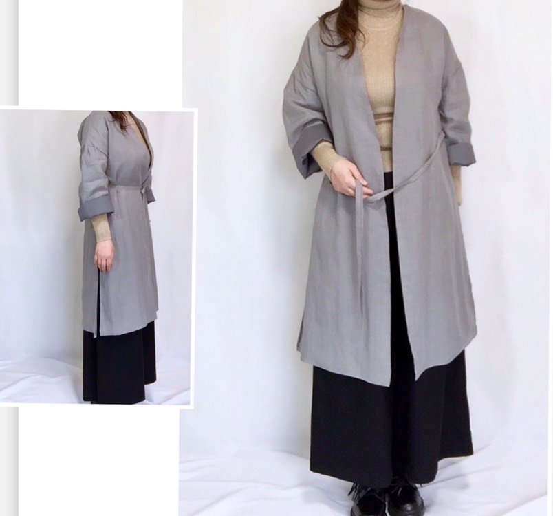 裏地付きリネンコート【色有り】【受注製作】