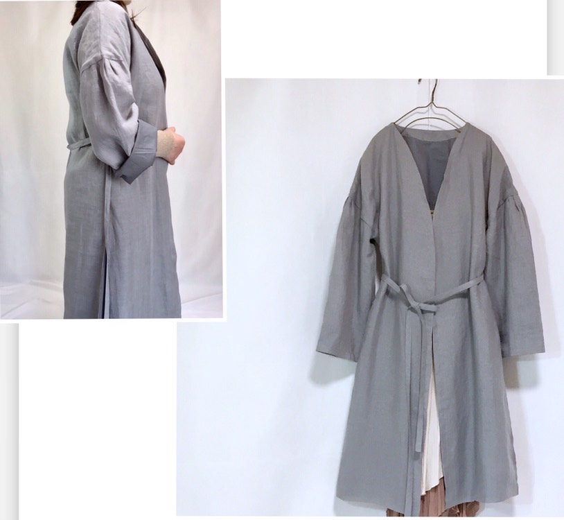 裏地付きリネンコート【色有り】【受注製作】