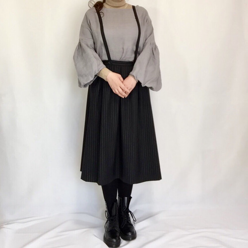 ストライプのサスペンダー付きスカート 【受注製作】サイズ、色