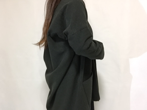 【送料無料】【イタリア製ウールカシミヤ生地】着物デザインコート 4枚目の画像