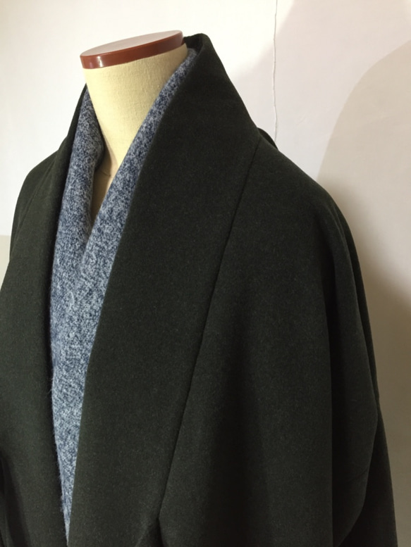 【送料無料】【イタリア製ウールカシミヤ生地】着物デザインコート 9枚目の画像