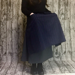 ♪Set♪→圍裙(海軍藍)+喇叭形縮褶裙 第7張的照片